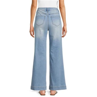 Kvinners midt stigende brede ben jeans